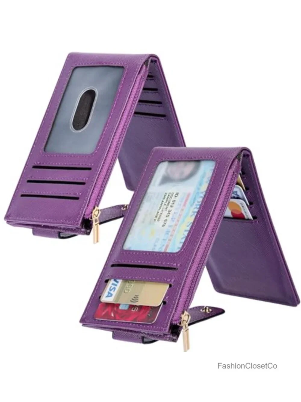 Slim Bifold RFID Blocking Card Holder Wallet with Zipper Coin Pocket